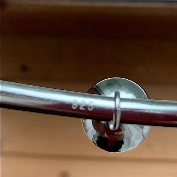 Sterling Silver Ball Drop Bangle Bracelet Ring Set - Picture 7 of 15